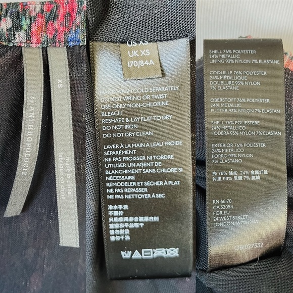 Anthropologie Dionne Metallic Floral Blouse Pleated Wrap Top Multicolor XS - Picture 8 of 9